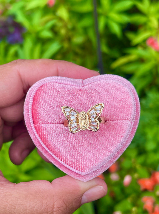 Crystal Virgencita Butterfly Ring