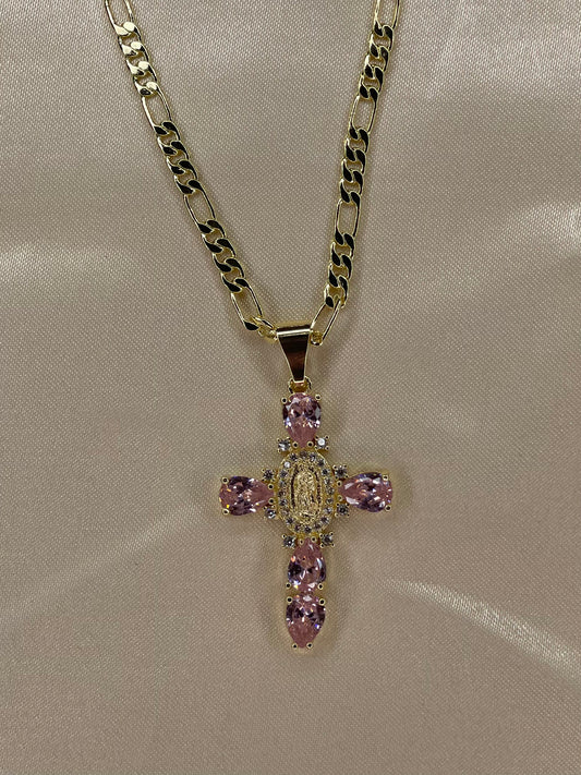Small Pink Virgen Necklace